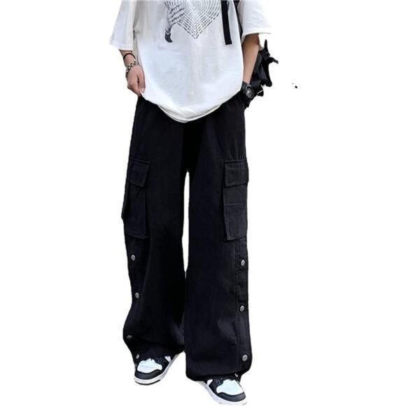 Pants - Women's Cargo Pants with Pockets Side Slit Baggy Streetwear Y2K Pants